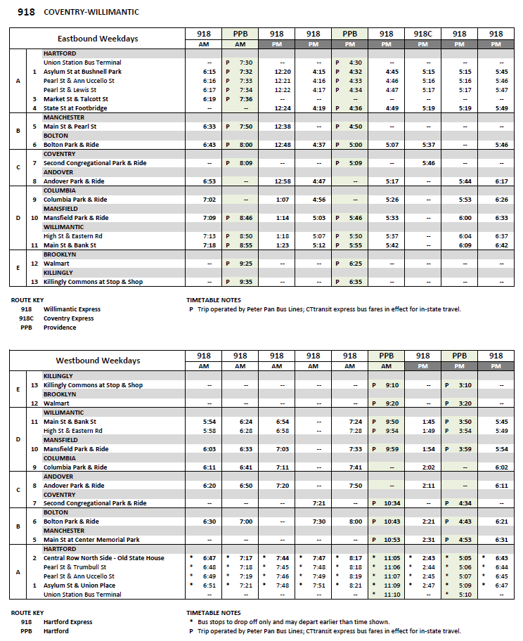 918 Weekday Schedule 918 Weekday Schedule