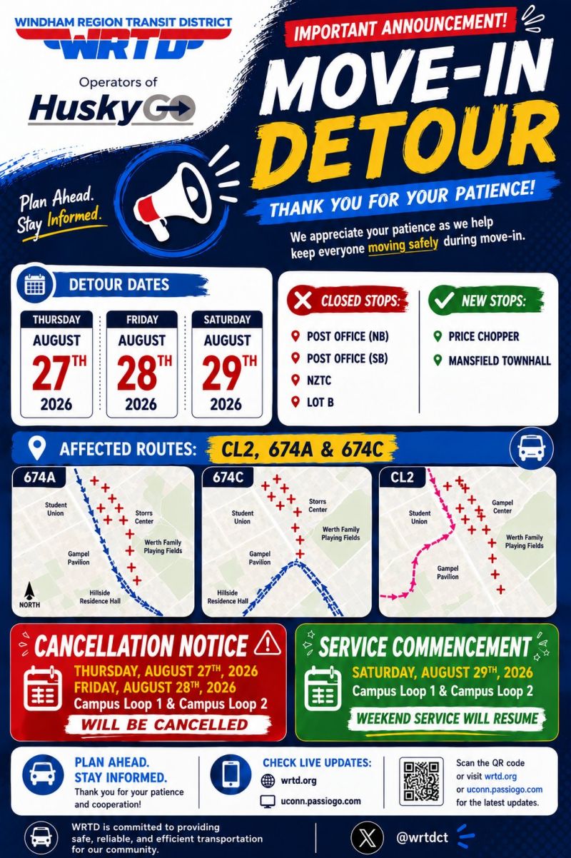 Image for the Tweet beginning: #RIDERALERT | Move-In Detour Aug. 27–29: