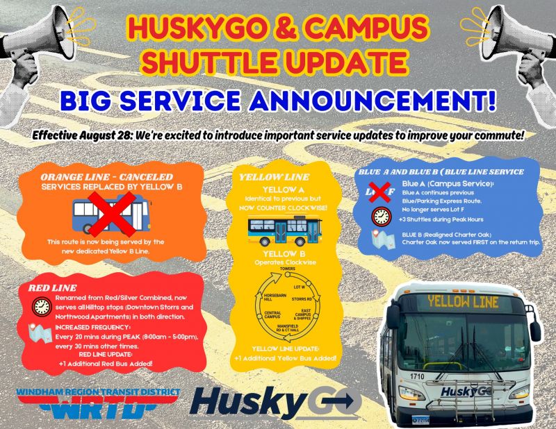 Image for the Tweet beginning: 🚍 HuskyGO Service Update starts