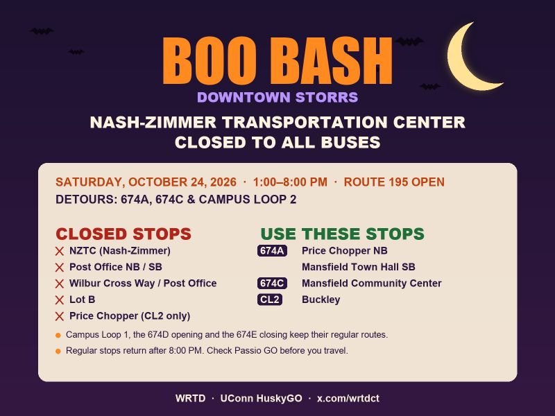 Image for the Tweet beginning: #DetourAlert #WRTD #HuskyGo 🎃 Boo