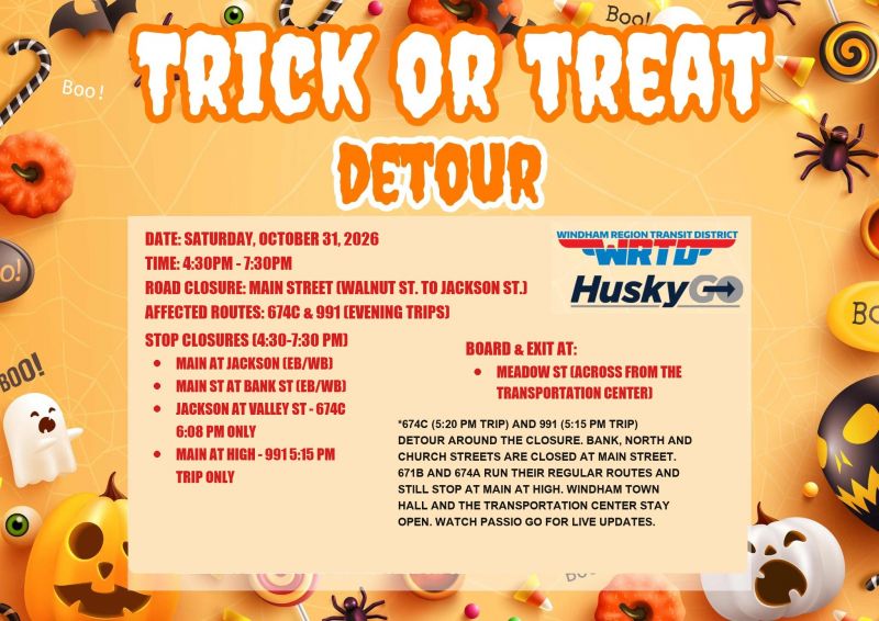 Image for the Tweet beginning: #DetourAlert #WRTD 🎃 Trick or